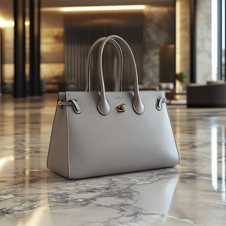 Bolso de lujo sobre en un ambiente elegante, imagen para contenido audiovisual generada con IA por Facticia Studio