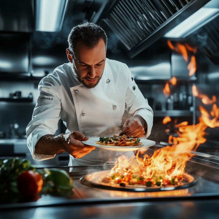 Chef cocinando, imagen para contenido audiovisual generada con IA por Facticia Studio